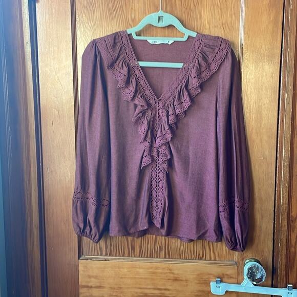 Zara Romantic Rusty Mauve Blouse - Picture 1 of 9